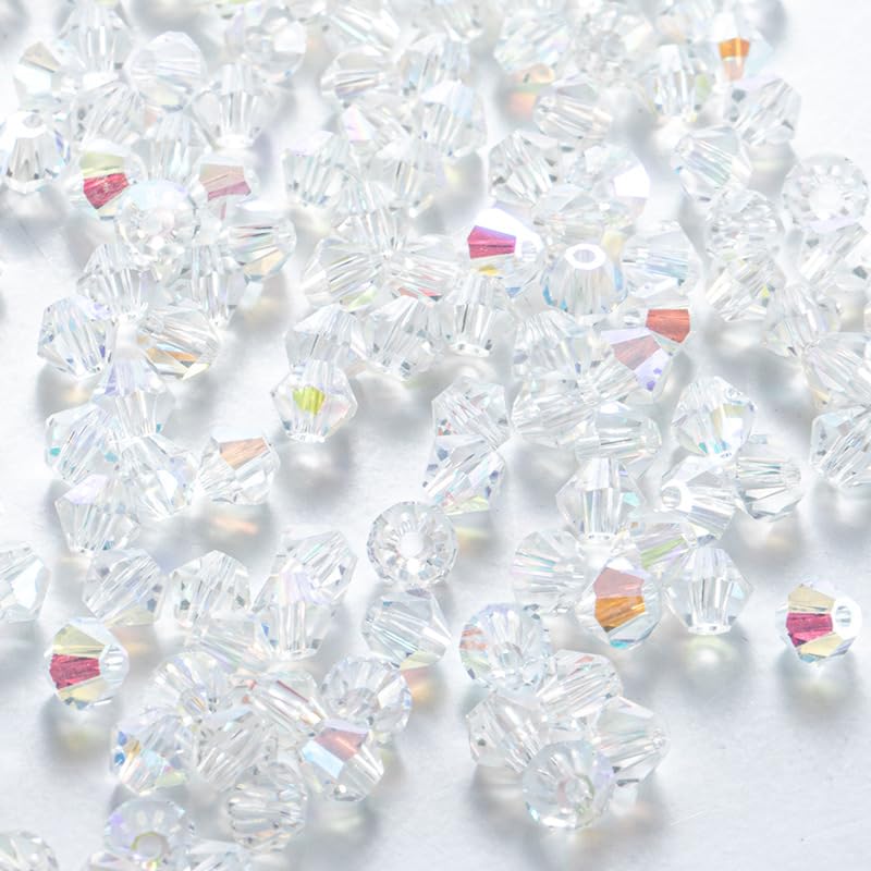 Zestaw wielokolorowych koralików Bicone Crystal Beads - koraliki szklane 3-6 mm do wyrobu biżuterii i projektów rękodzielniczych(Gold Plated,4.0MM about 720PCS)
