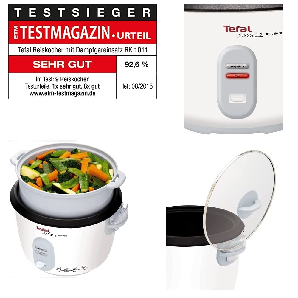 Tefal RK1011 Rice Cooker | Preset Cooking Programs | 10 Cups Capacity (5L) | Automatic Warming Function | Manual Adjustments | Perfect Cooking Rice | Steam Basket Included | 600W