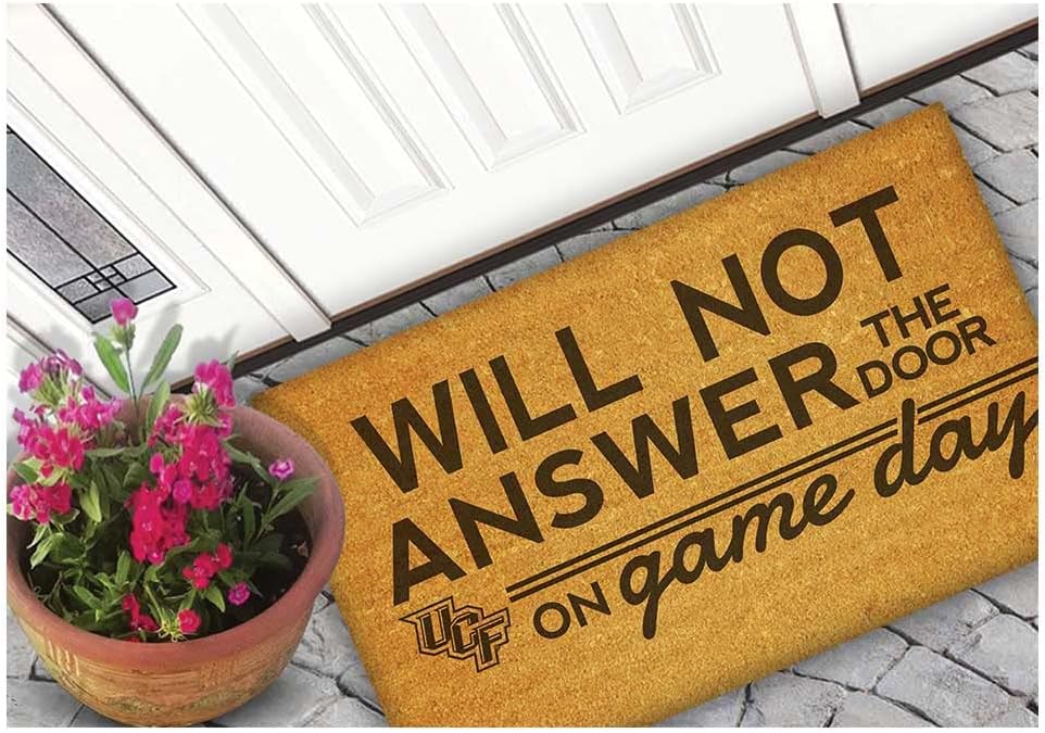 KH Sports Fan UCF Will Not Answer on Gameday Coir, 18x30 Inches, Outdoor Rug Display Your Team Spirit with This Unique Central Florida Knights Doormat, Multi