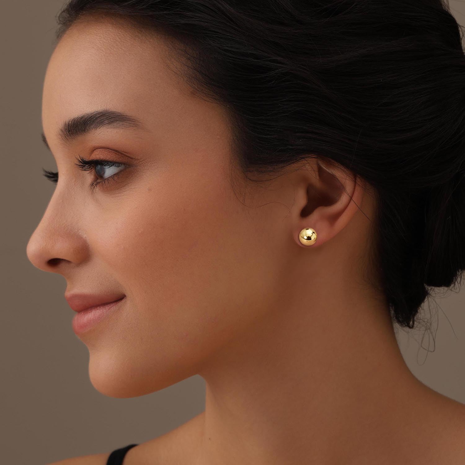 Charmsy 925 Sterling Silver Ball Stud Earrings for Women | 14K Gold-Plated Classic Round Studs in Multiple Sizes (3MM–10MM) | Lightweight, Hypoallergenic Ball Stud Earrings with Secure Pushbacks