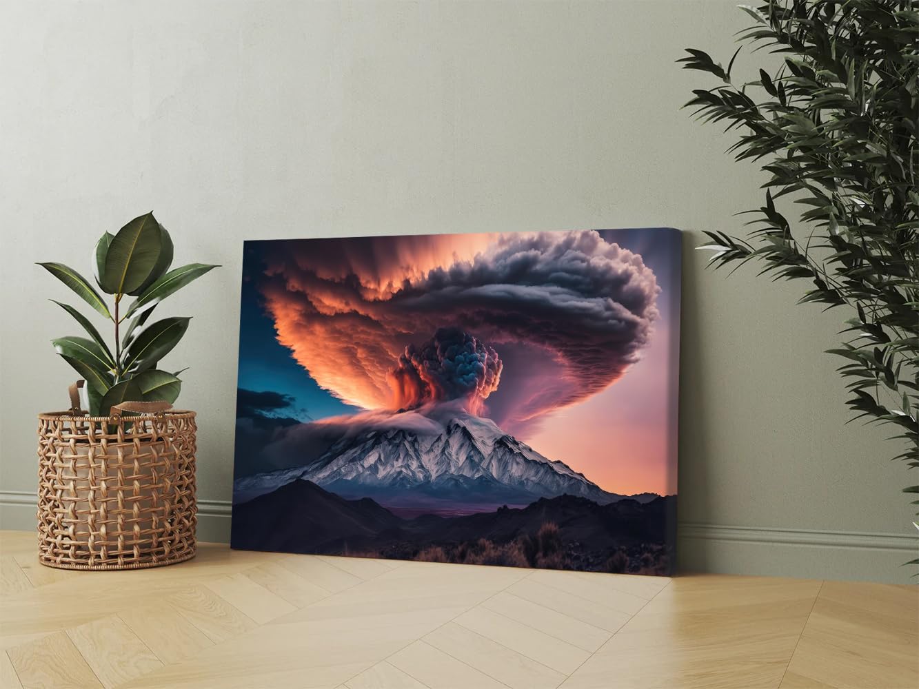 GADGETS WRAP Canvas Gallery Wrap Framed for Home Office Studio Living Room Decoration (17x11inch) - Remarkable Volcanic Eruption