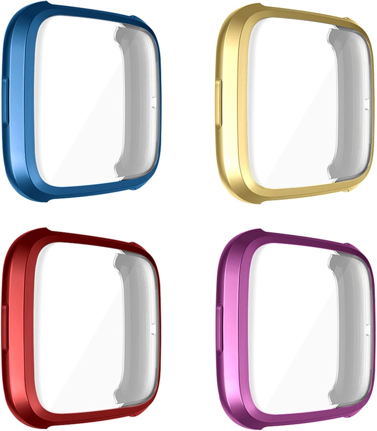 OenFoto Screen Protector Case Compatible with Fitbit Versa 2 (4-Pack), TPU Rugged Bumper Case Cover All-Around Protective Plated Bumper Shell Accessories [Scratch-Proof] for Fitbit Versa 2 Smartwatch