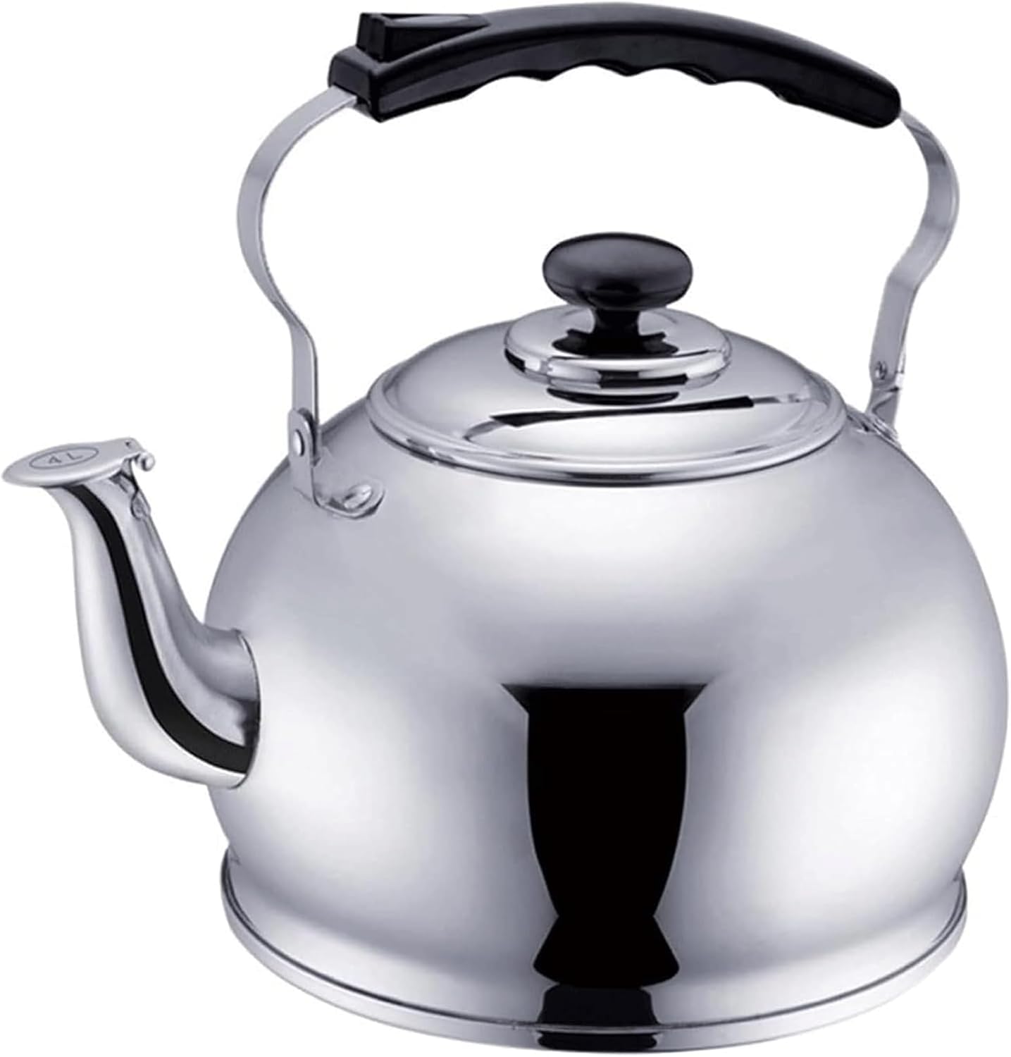 Large Capacity Whistling Tea Kettle Stainless Steel Tea Pot with omic Folding Handle Quick Boil Tea Kettle for Stove Top ()