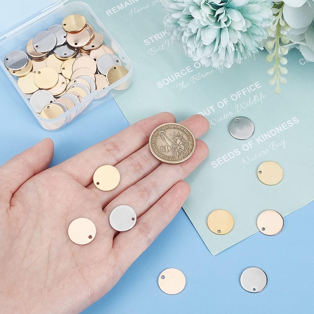 PH PandaHall 304 Stainless Steel Stamping Tag, 60 Pcs 3 Colors 15mm/0.6" Round Stamping Blank Pendants Charms for Bracelet Necklace Pendant Jewelry DIY Craft Making - Image 7