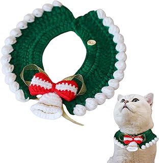 猫首輪 クリスマス ペット首輪 可愛い ベル リボン マフラー ペット服 コスプレ コスチューム 犬用 猫の首輪 小動物 変身服 クリスマス 新年 記念撮影 ペット用品 (S)