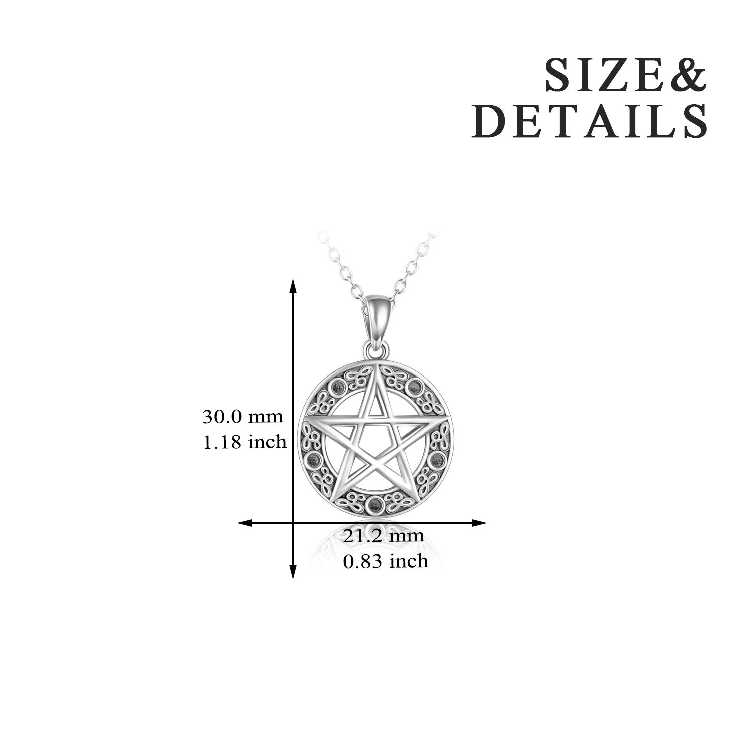 YAFEINI Collar de plata de ley con colgante de pentagrama y pentáculo, joyería wicca para mujeres y hombres, 0.83*1.18 inch, Metal