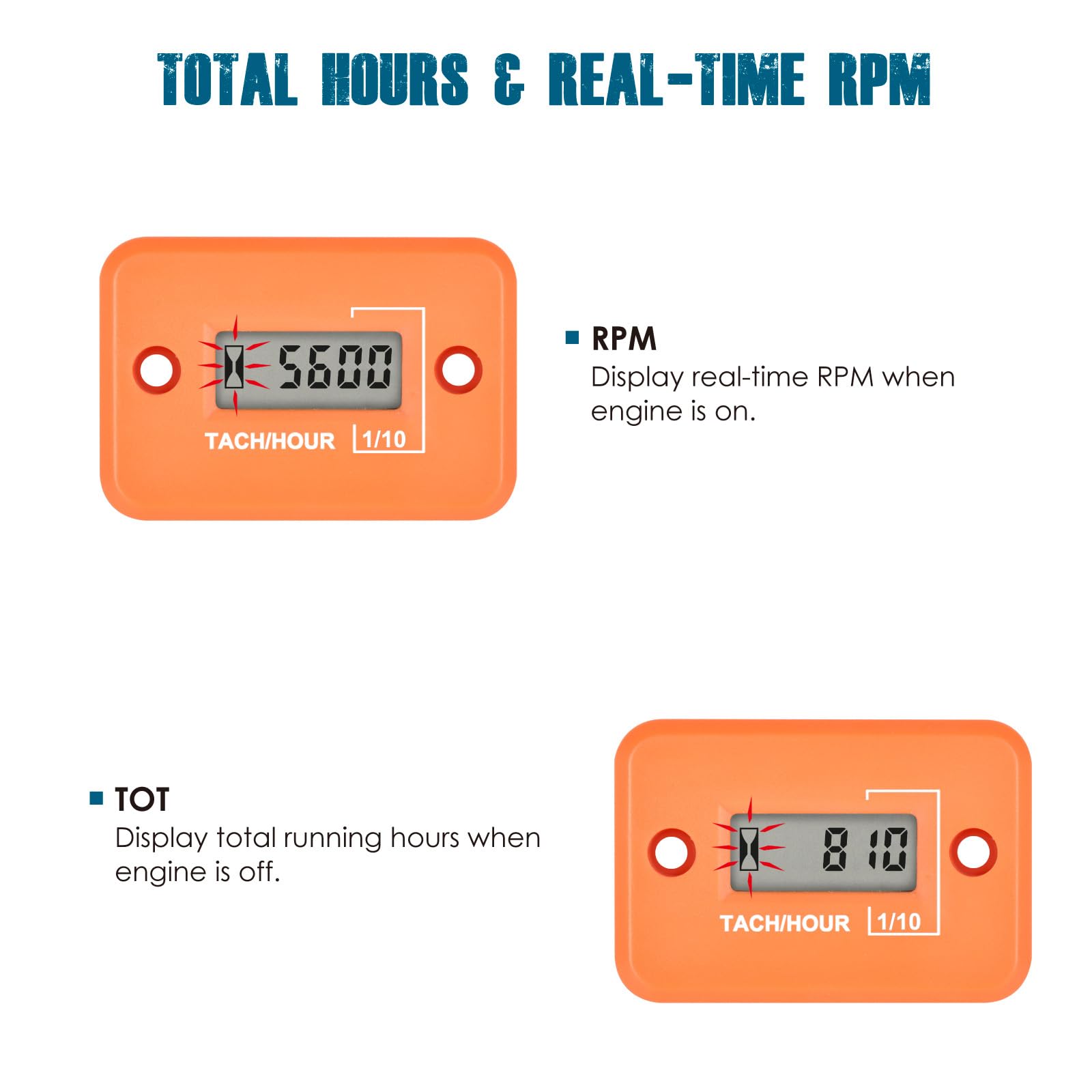 Amazon.com: Runleader 數位迷你行車時計,TOT 小時累積,實時RPM