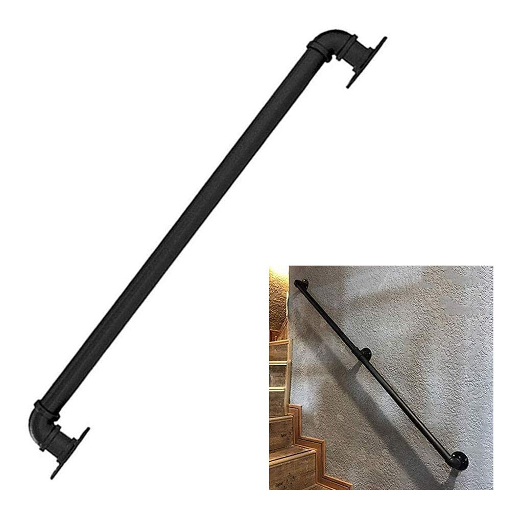 LWJSOCP Stair handrail Stair Handrail Wrought Iron, Industrial Pipe Matte Black Stair Railing Safety Wall Railing for Corridor Loft Indoor Outdoors Stairs