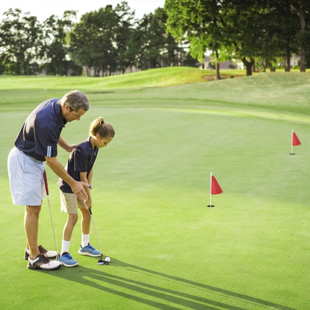 Bâton de Drapeau de Golf,Ensemble de Bâtons de Drapeau de Golf en Acier Inoxydable avec Tasse a Trou D'épingle de Golf pour la Pratique du Golf