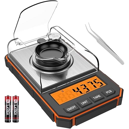 Cason Milligram Pocket Scale, 50g/0.001g Portable Mini Weighing Machine,Gold Weighing Machine, Digital Pocket Weight Machine for Jewellery, Powder, Medicine with Tare & Calibration Weight(Black)
