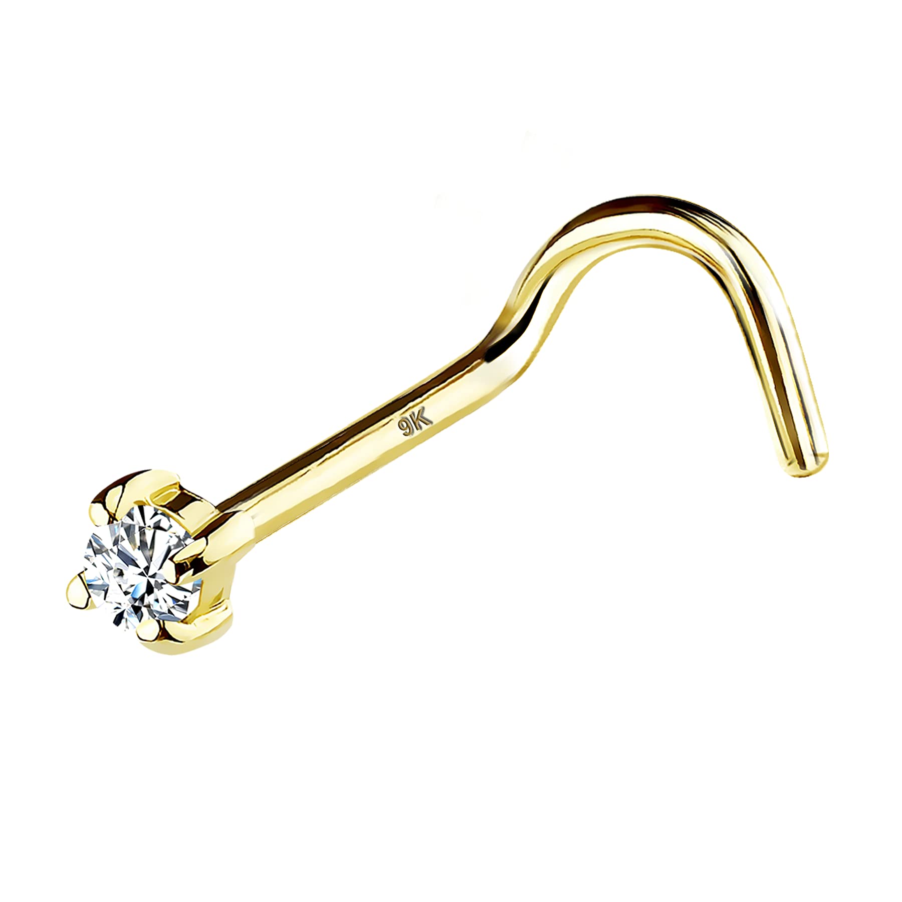 OUFER Body Piercing Nose Rings 20G Nose Piercings 9K Solid Gold L-Shape Nose Stud Screw Nose Bone Nose Screw Nose Piercing Jewellery