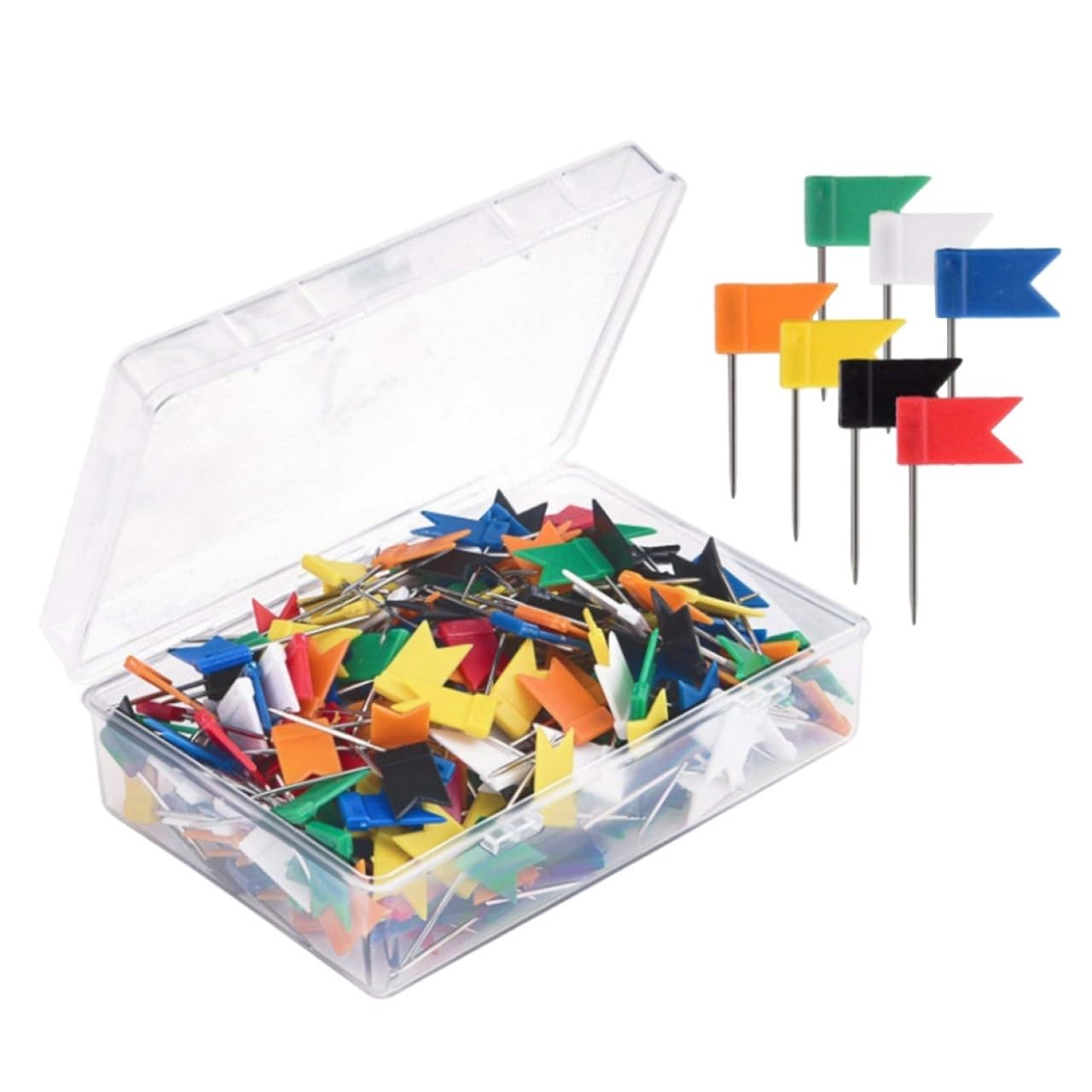 Toyvian 100pcs Colorful Map Flag Push Pins Tacks Steel Tacks with Plastic Flags Head for Travel Map Cork Board Bulletin (Random Color) image 7