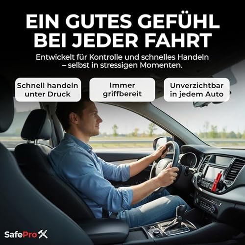 SafePro X Notfallhammer Auto mit Gurtschneider - Lebensrettender Kompakt Federkörner Glasbrecher - Sicherheit Rescue Tool & Scheiben Zertrümmerer für Schnelle Flucht bei Straße Unfällen (2er-Pack)