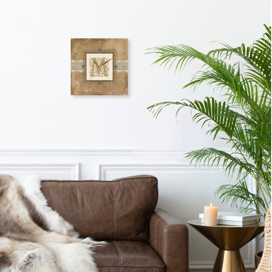 Miniatura 2 de 3dRose DPP_186359_1 M Reloj de pared vintage vintage con diseño de vides y flores en sepia y peltre, 10 x 10 pulgadas