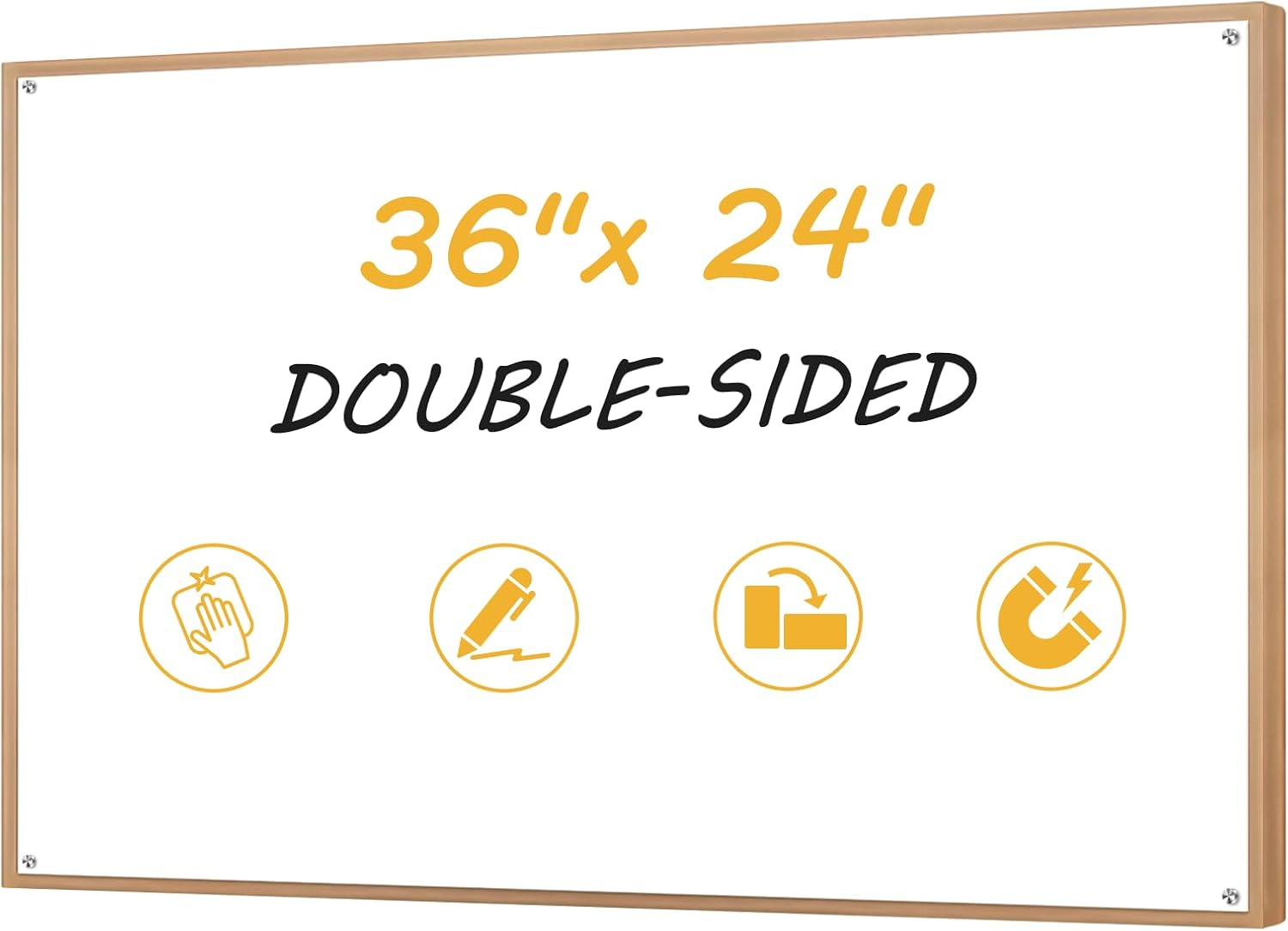 36”x24” Small Dry Erase Board for Wall 3' x 2' Double Sided Magnetic White Board Without Frame for Office, Class, Home