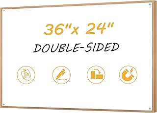 36”x24” Small Dry Erase Board for Wall 3' x 2' Double Sided Magnetic White Board Without Frame for Office, Class, Home