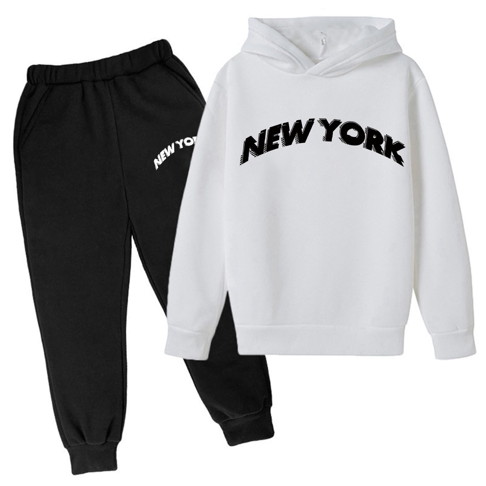 Ensemble Sweat Pantalon Ensemble Survêtement 2 Pièces Fille - Sweat Capuche + Pantalon - Unisexe - Tissu Doux Élastique Tenue Streetwear Confortable