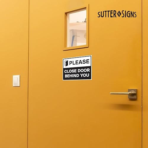 Miniatura 5 de Calcomanías autoadhesivas de vinilo con texto en inglés «Please Close Door Behind You», autoadhesivas, resistentes a la intemperie, color negro y