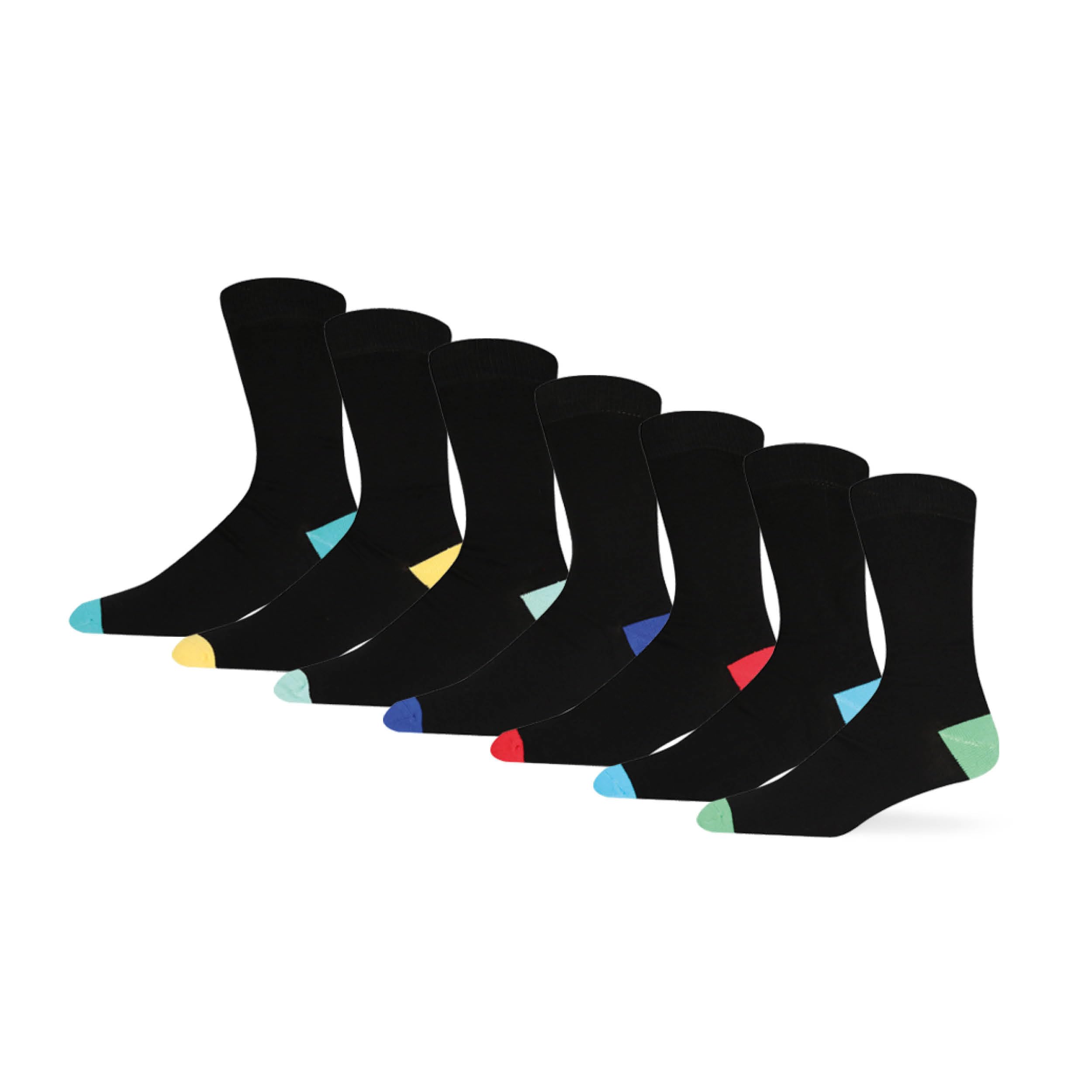 BARGAIN BUNDLE Bamboo Crew Socks for Men - Size 7-11 - Multipack, 7 Pairs (Assorted Black)