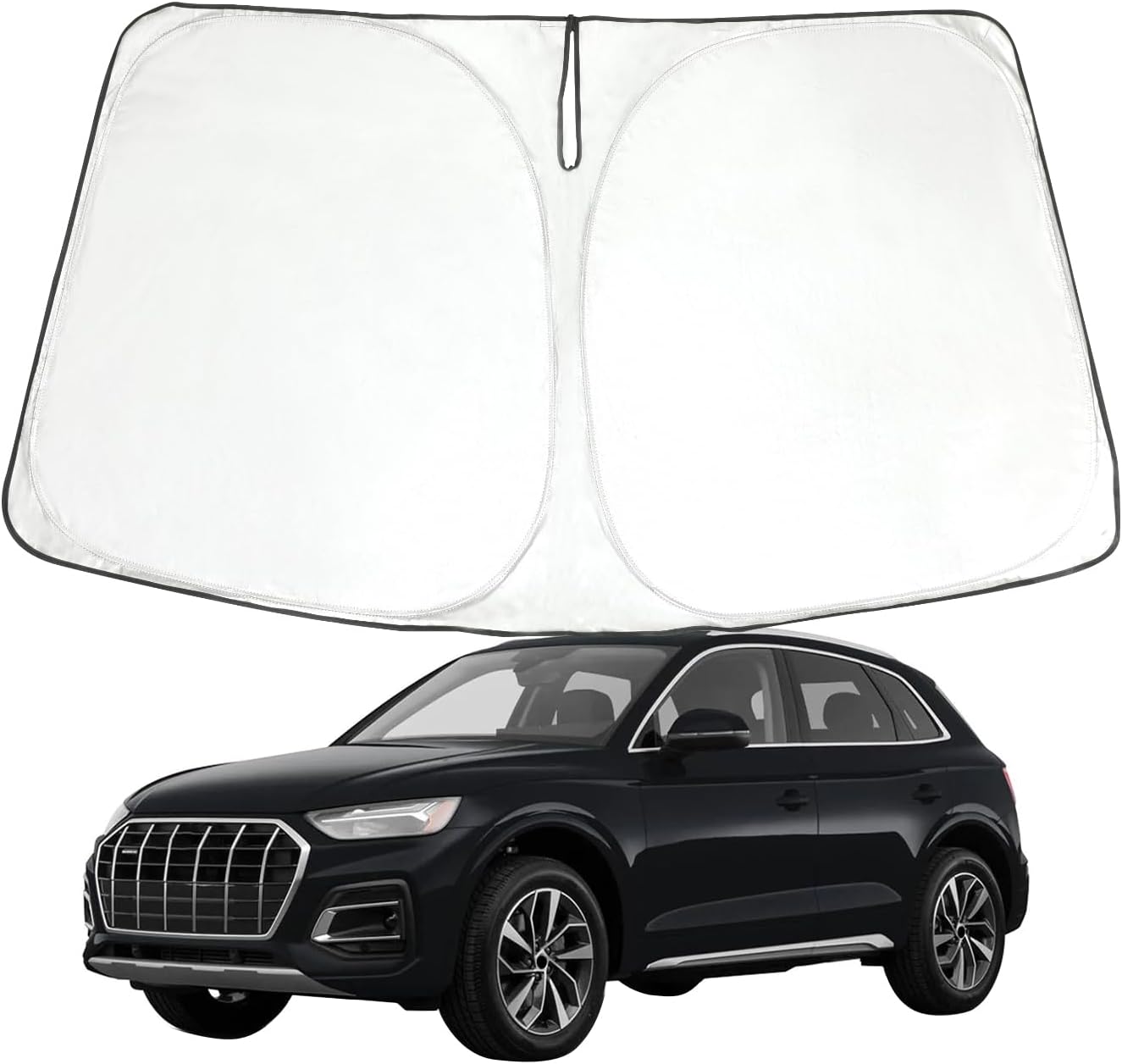 Foldable Windshield Sun Shade fit for Audi Q5 SQ5 2025 2024 2023 2022 2021 2020 2019 2018, Front Window Q5 Sunshade Sun Visor Cover Blocks UV Rays Keep Your Car Cooler