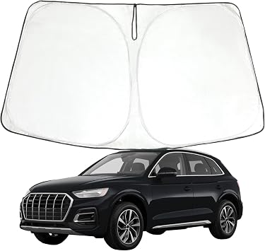 Foldable Windshield Sun Shade fit for Audi Q5 SQ5 2025 2024 2023 2022 2021 2020 2019 2018, Front Window Q5 Sunshade Sun Visor Cover Blocks UV Rays Keep Your Car Cooler
