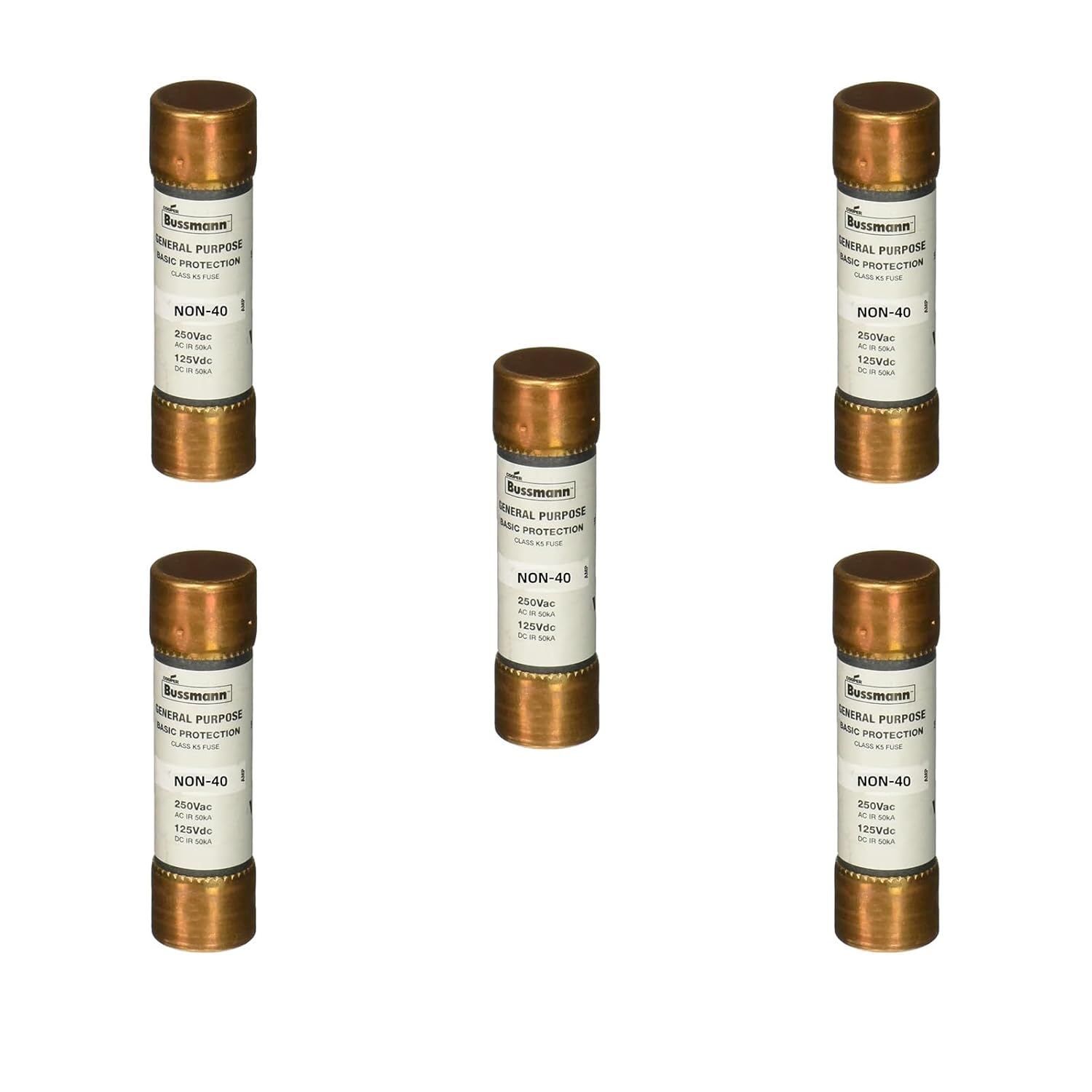 5-Pack NON-40A Non 40 Amp ONE-TIME Fuse,NON-40 Current Limiting Class K5 Cartridge Fuse