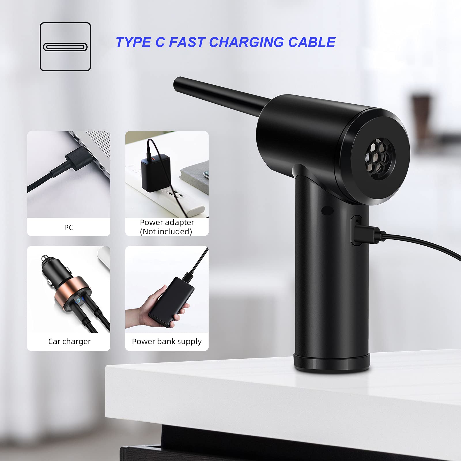 Reesibi Cordless Air Duster Portable Air Blower for Computer with 40000