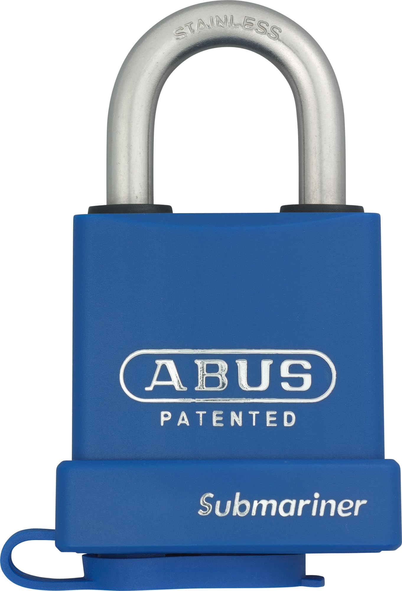 ABUS Vorhängeschloss Submariner 83WPIB/53 - wetterfest - mit rostfreiem Bügel aus gehärtetem Edelstahl - mit Kunststoffummantelung - ABUS-Sicherheitslevel 8 - Blau | Wetterfest, Messing-Schlosskörper, Bügel aus gehärtetem Edelstahl mit Kunststoffummantelu