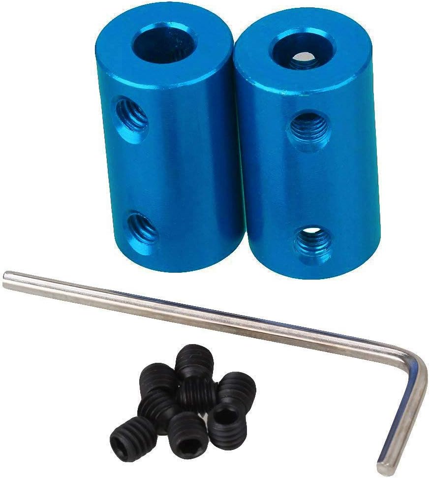 Blue 6mm to 6mm Aluminum Shaft Coupling Rigid Coupling Coupler Motor Connector with Spanner Pack 2PCS