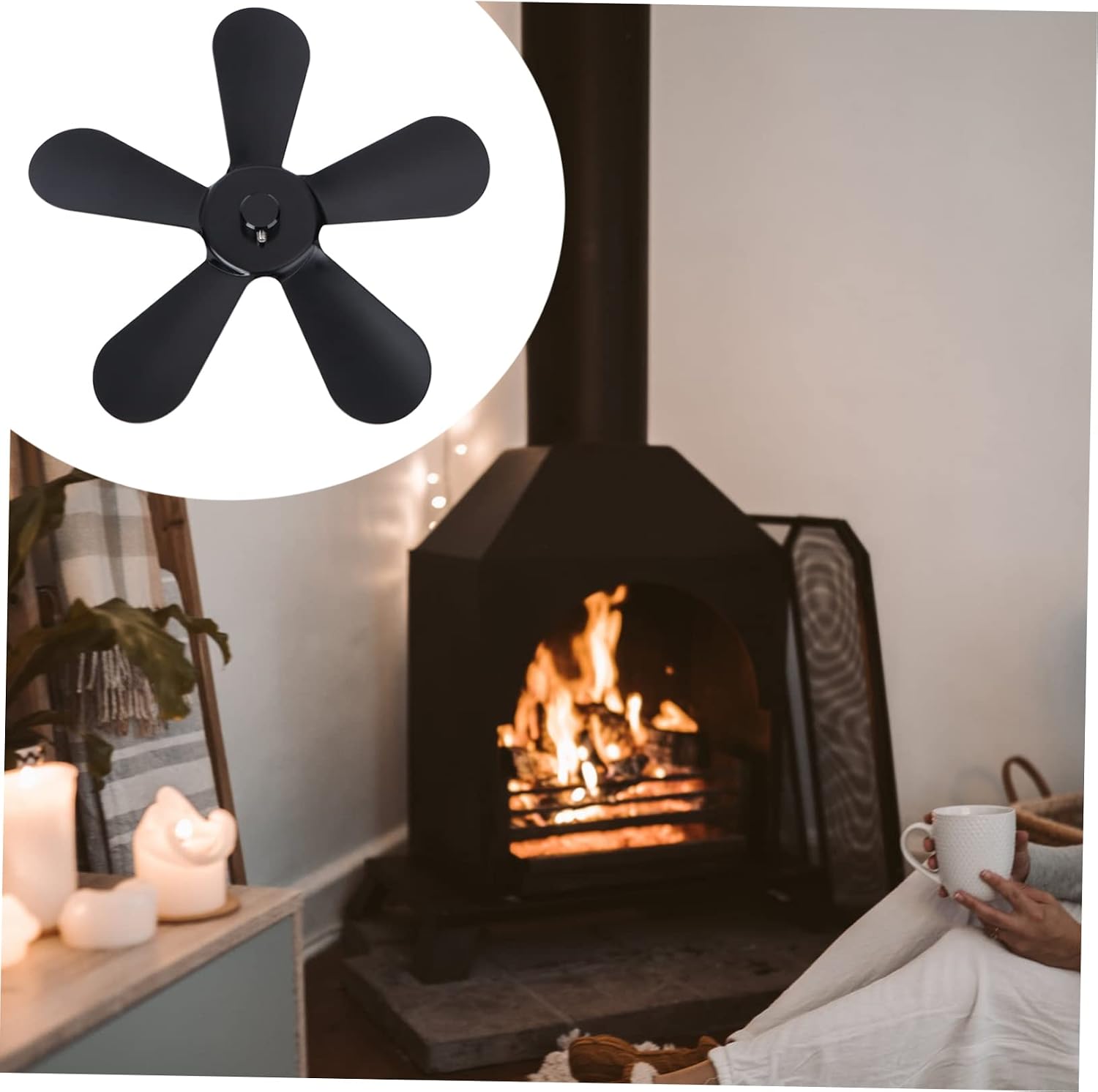 ABOOFAN 3pcs Thermal Power Fan Fireplace Fan for Efficient Heat Distribution Battery Design Silent Operation Strong Airflow Home Heating