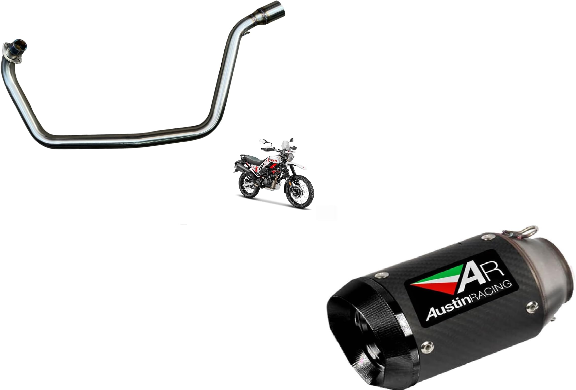 full Bend Pipe Link Exhaust Pipe for Hero Xpulse Exhaust Bend Pipe from header BP-08 with Austin Racing Bike Exhaust Silence carbon