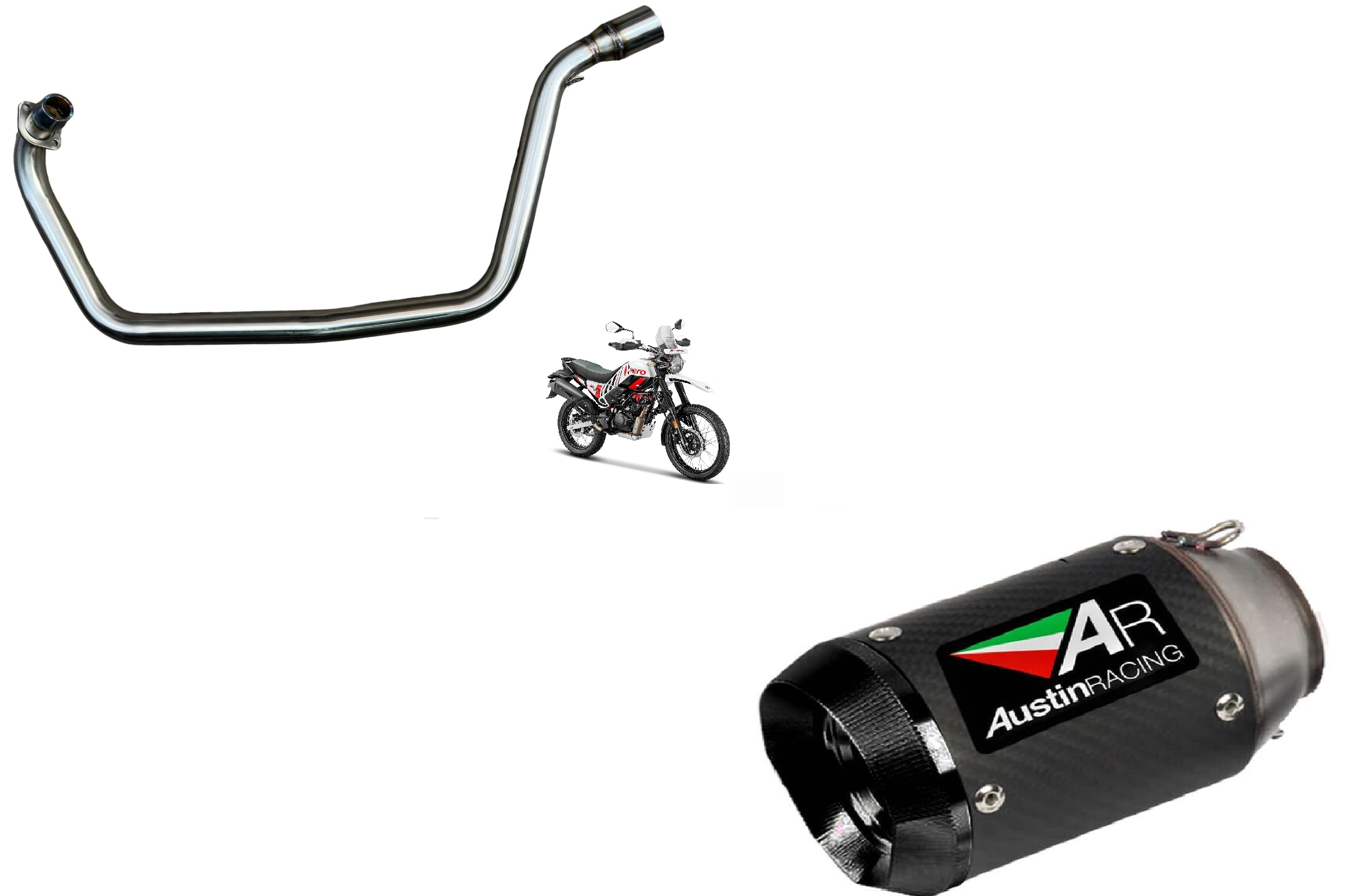 Acube Mart full Bend Pipe Link Exhaust Pipe for Hero Xpulse Exhaust Bend Pipe from header BP-08 with Austin Racing Bike Exhaust Silence carbon