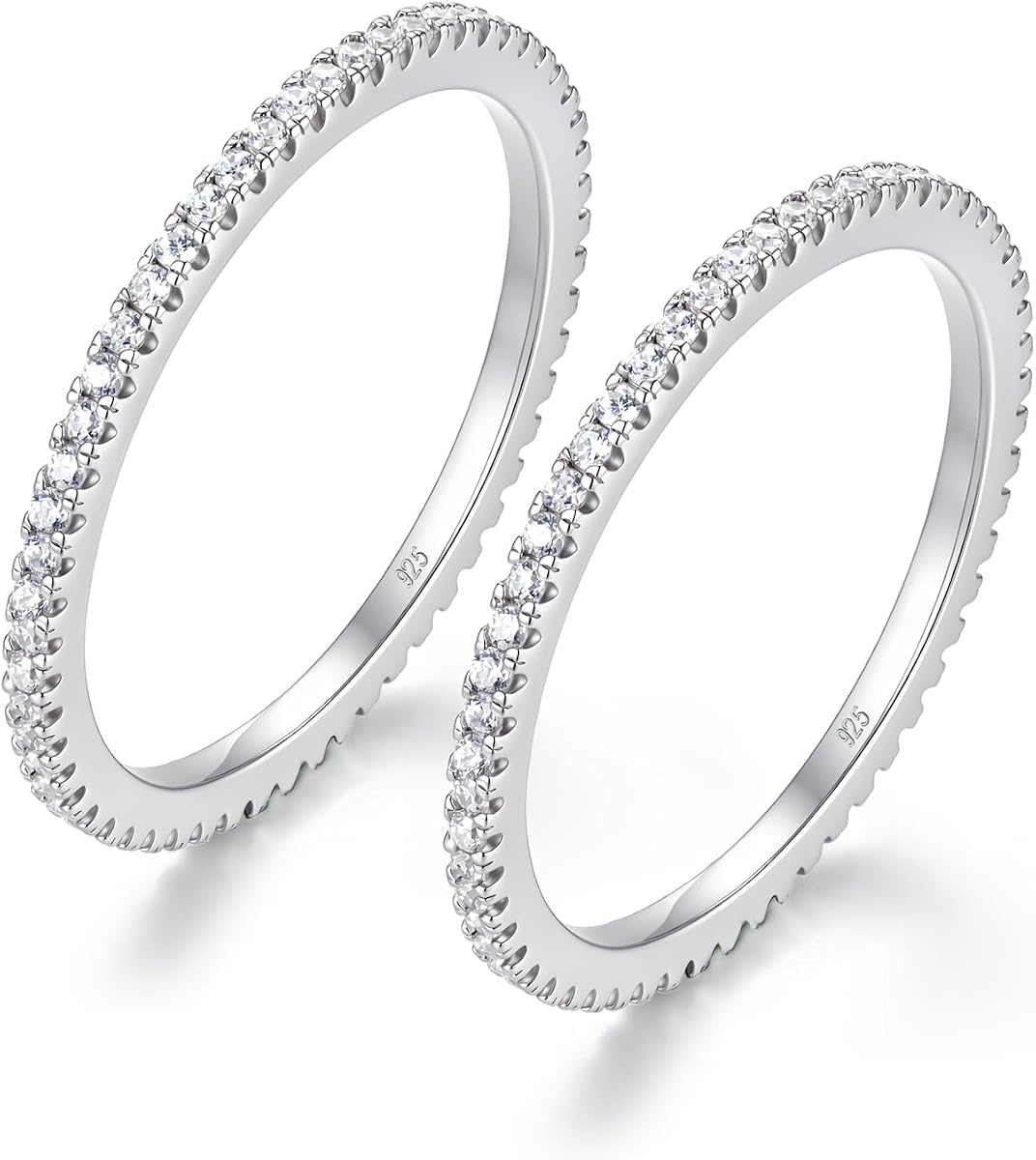 Anillo de plata de ley – Alianzas de boda para mujer, alianza de eternidad, circonita cúbica de imitación de diamante apilable para anillo Oura Gen3/0.157-0.059 in, 0.118 in, tamaño de banda 4-12