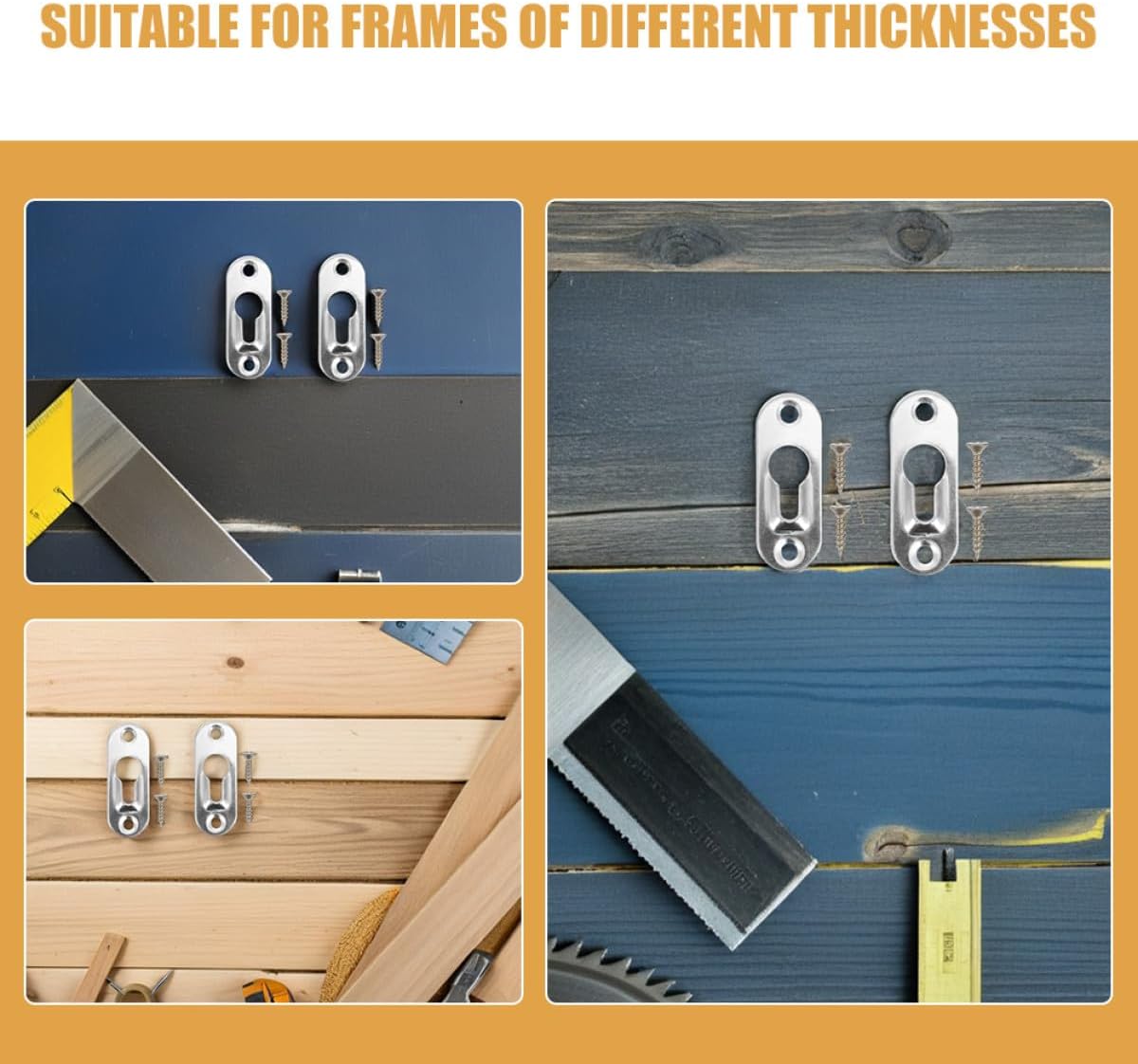 Heavy Duty Metal Picture Frame Hanging Hooks with Screws, Invisible Back Panel Mounting Hardware for Cross Stitch and Photo Frames, 30pcs Wall Hangers for Drywall and Decorative