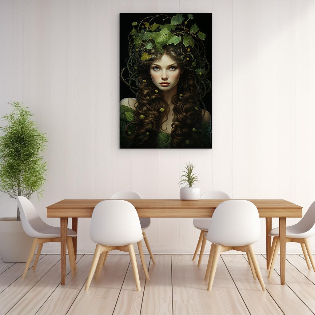 Canvas for Living room. Mystic Forest Muse: Enchantress of the Verdant Twilight, 27 x 18 inch Canvas Wall Art - Contemporary Masterpieces - Modern Home Decor - 69x46 cm (27x18 inch)
