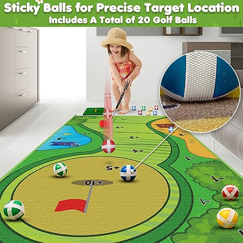 Bigdream Toddler Golf Club Set with Chipping Golf Game Mat，Indoor Outdoor Backyard Stick Chip Play Equipment Games Gifts Toys for 6 7 8 9 10 11 12 Year Old Boys Girls Kids Adult，Birthday Gifts - Thumbnail 5
