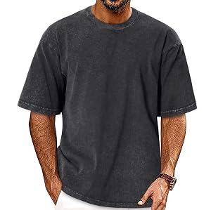 Oversized Tshirts for Men Short Sleeve Vintage Washed Basic Loose Tees
