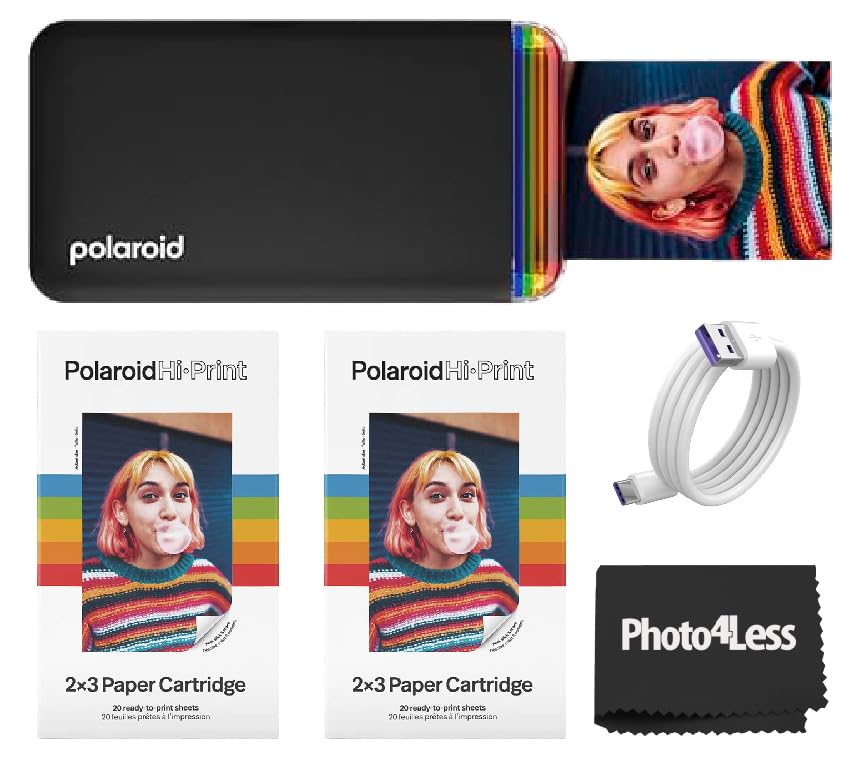 Polaroid Hi-Print - 2nd Generation Bluetooth Connected 2x3 Pocket Photo Dye-Sub Printer - Black (9129) Bundle with 2X Hi-Print 2x3 Paper - (40 Photos), USB - USB Type C 6ft Cable, and More-image-27