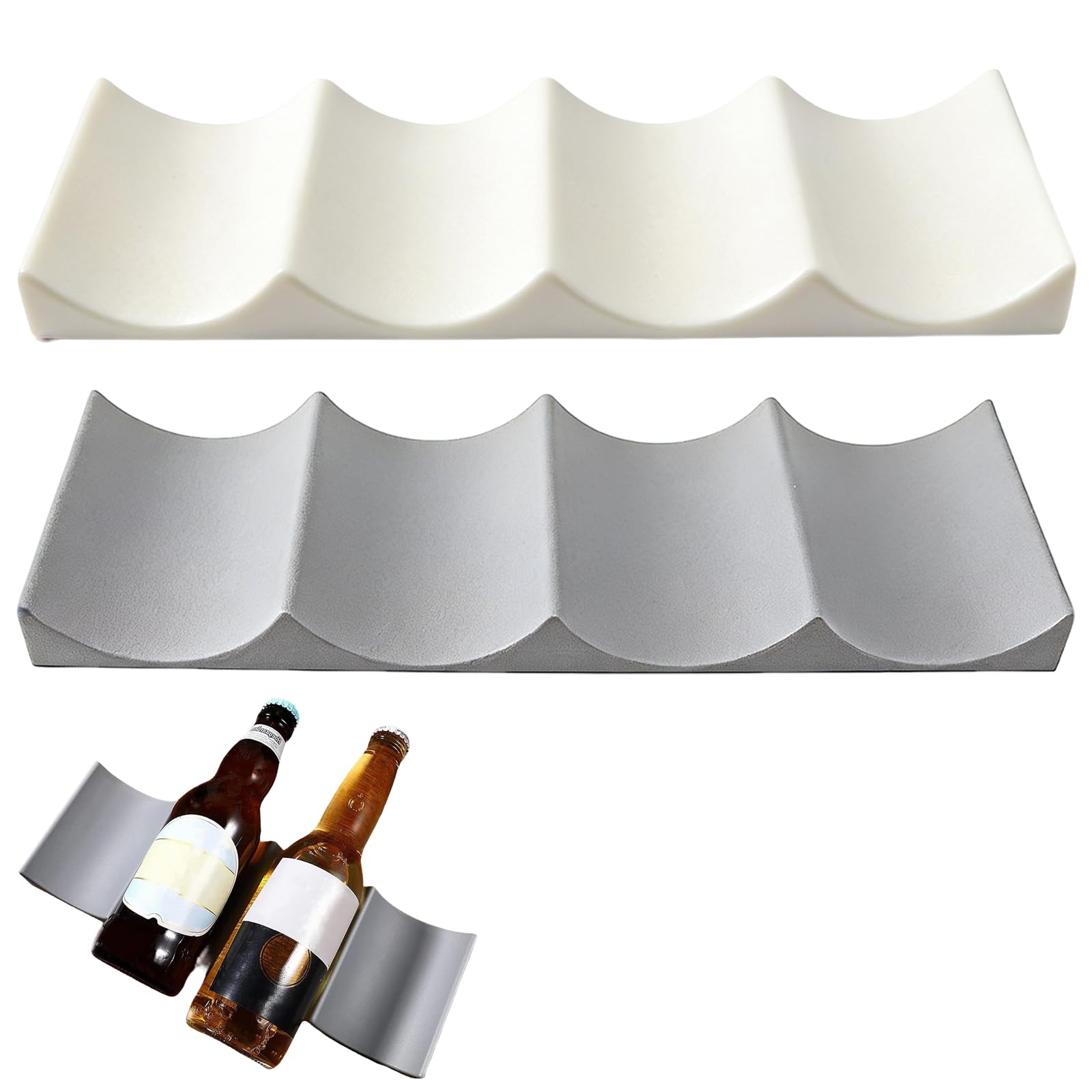MUYAPAY 2 PCS Fridge Wine Rack Stackable Bottle Storage 29.4×9.8×2.2cm