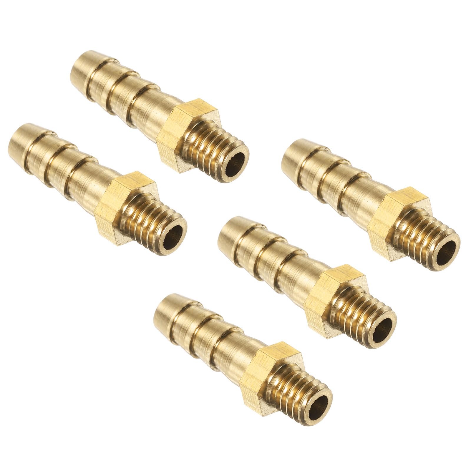 QUARKZMAN 5Pcs Raccordi a Innesto in Ottone Metrico M6-1 Maschio a Innesto Adatto per Tubo ID 6mm Adattatore Connettore per Acqua Carburante Aria