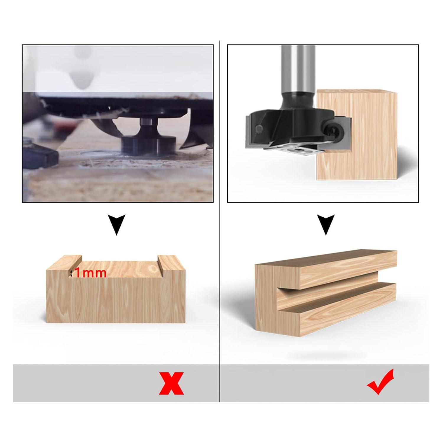 Spoilboard Router Bit 4 Flute 1/2 Shank, Slab Flattening Router Bit for Wood Milling, High Carbon Steel YG8 Alloy Planing Bit with Large Chip Space for CNC Handheld
