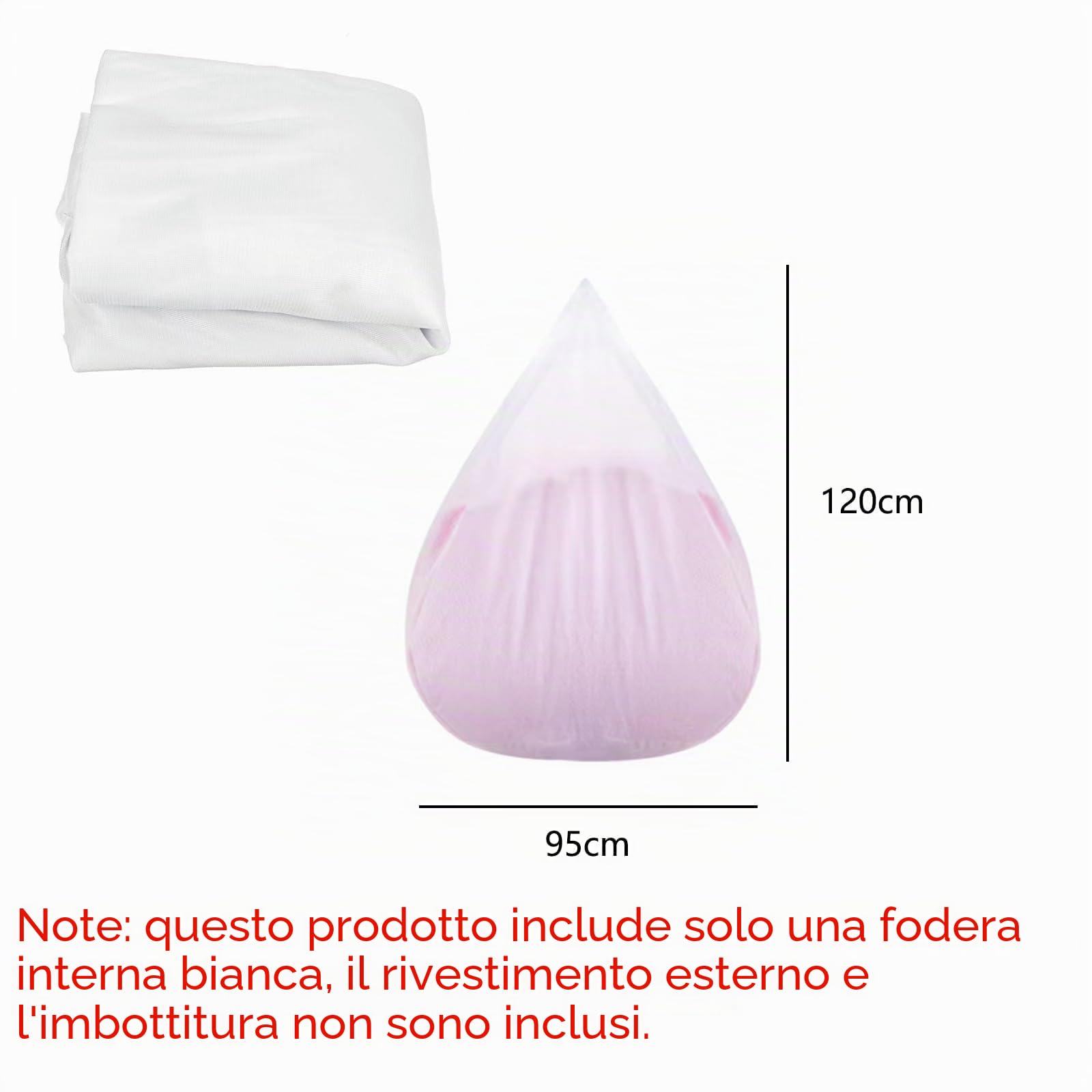 Fodera interna per poltrona a sacco, con cerniera, imbottitura di ricambio per la casa, per soggiorno, camera da letto, lettino, sala giochi (grande)