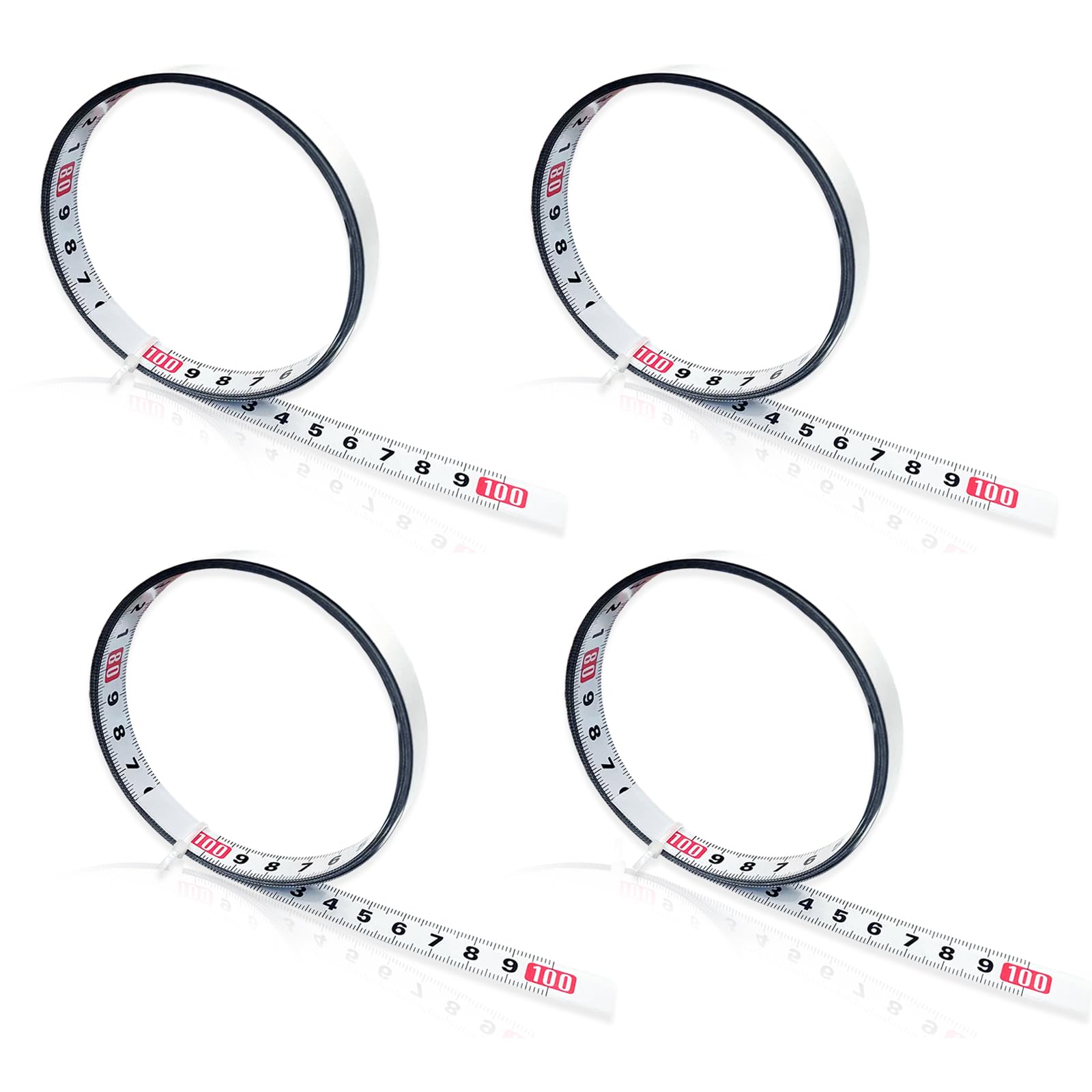 4 Piezas Cinta Métrica Autoadhesiva, 1m/2m Cinta Metrica Adhesiva, Cinta Metrica de Acero al Carbono para Carpintería, (2×Izquierda a Derecha, 1×Derecha a Izquierda, 1×Centro a Lados)
