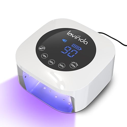 Lavinda Luz UV para uñas, lámpara de uñas LED UV de 54 W para esmalte de gel acrílico con pantalla LCD grande, lámpara profesional de secado rápido,