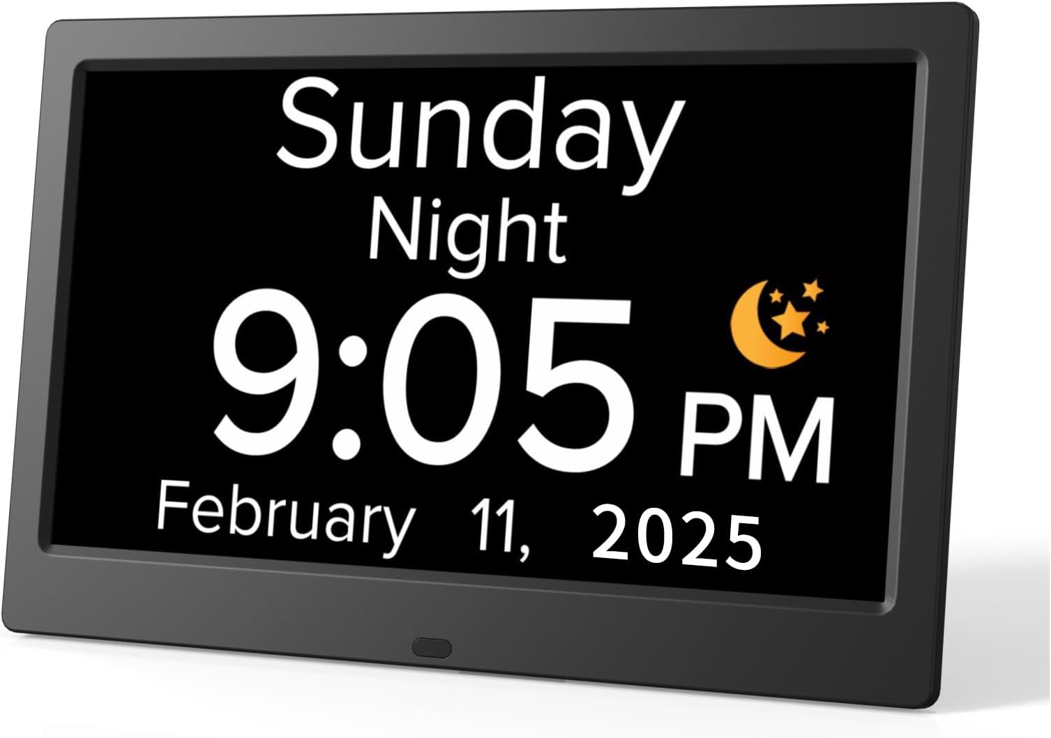 10.1 Inch Digital Alarm Clock with Date and Day of Week for Dementia Seniors, Clear Large Screen, Multiple Alarm Sets, Auto DST, Designed Specifically for Elderly - Black