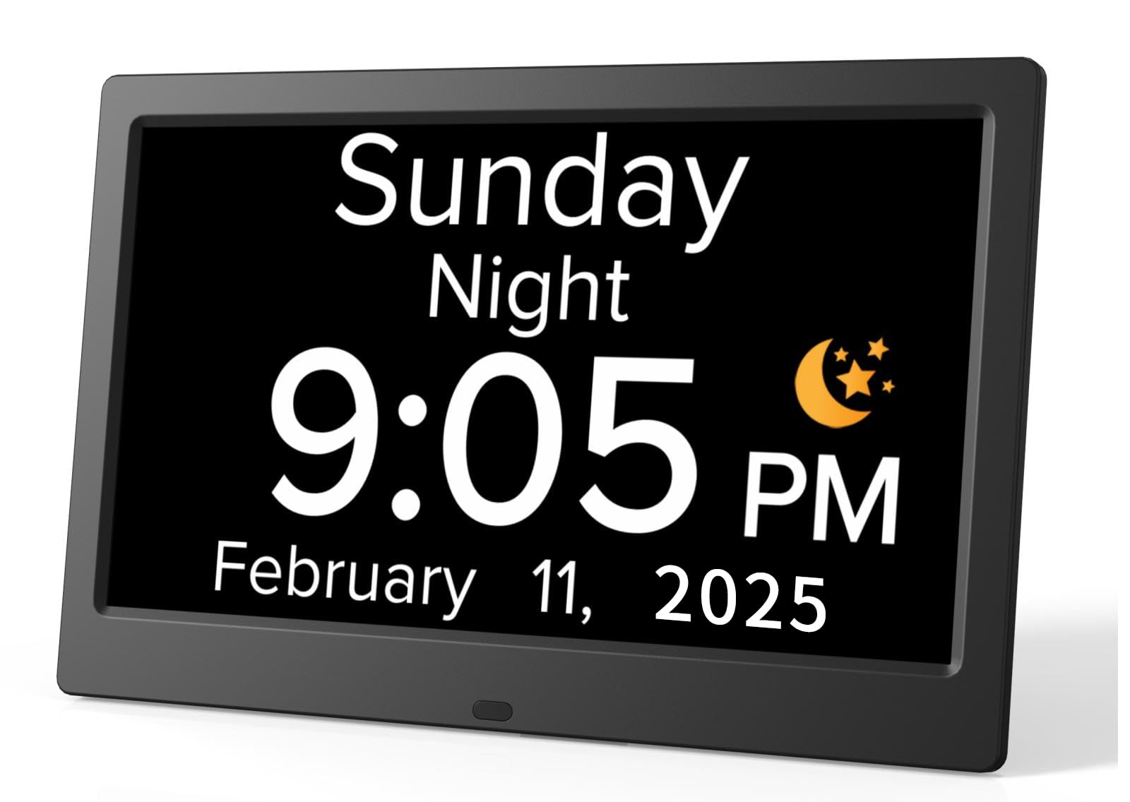 10.1 Inch Digital Alarm Clock with Date and Day of Week for Dementia Seniors, Clear Large Screen, Multiple Alarm Sets, Auto DST, Designed Specifically for Elderly - Black