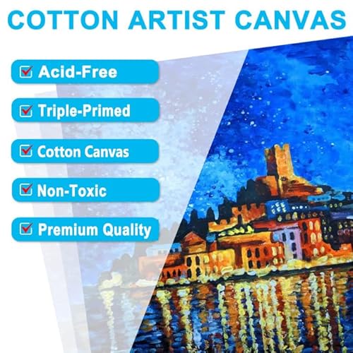 Leinwand zum Bemalen Set (10er Pack) – 20 x 20 cm, Vorgespannte Weiße Künstler Canvas Panel Leinwände - 3mm starkem Malkarton -Geeignet für Acryl und Öl Malerei Sowie zum Skizzieren und Zeichnen