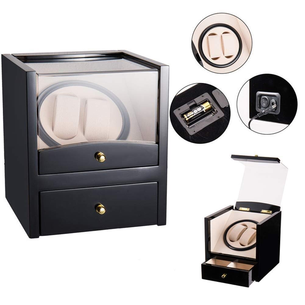 WMYYZYQ Watch Winder Watch winder automatic Automatic Watch Winder Box Automatic Mechanical Watches Box 2 Wrist Watches + 2 Storage Case Drawer Rotating Electric Windin
