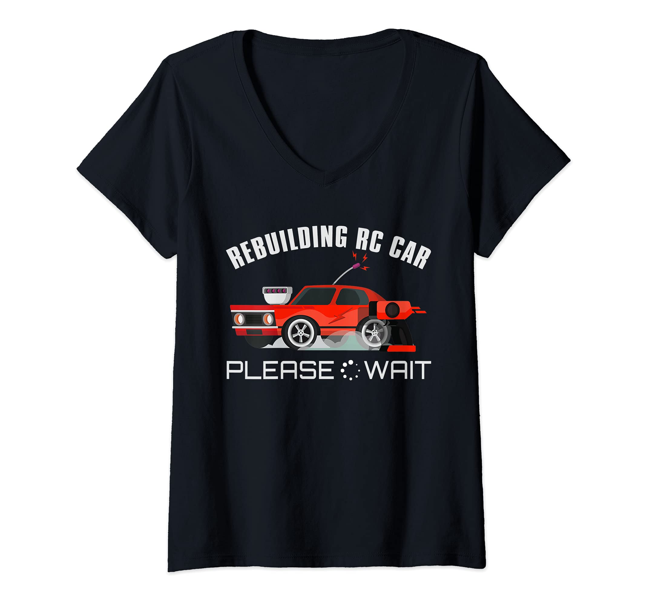 Womens Rebuilding RC Car Remote Control Toy Car V-Neck T-Shirt