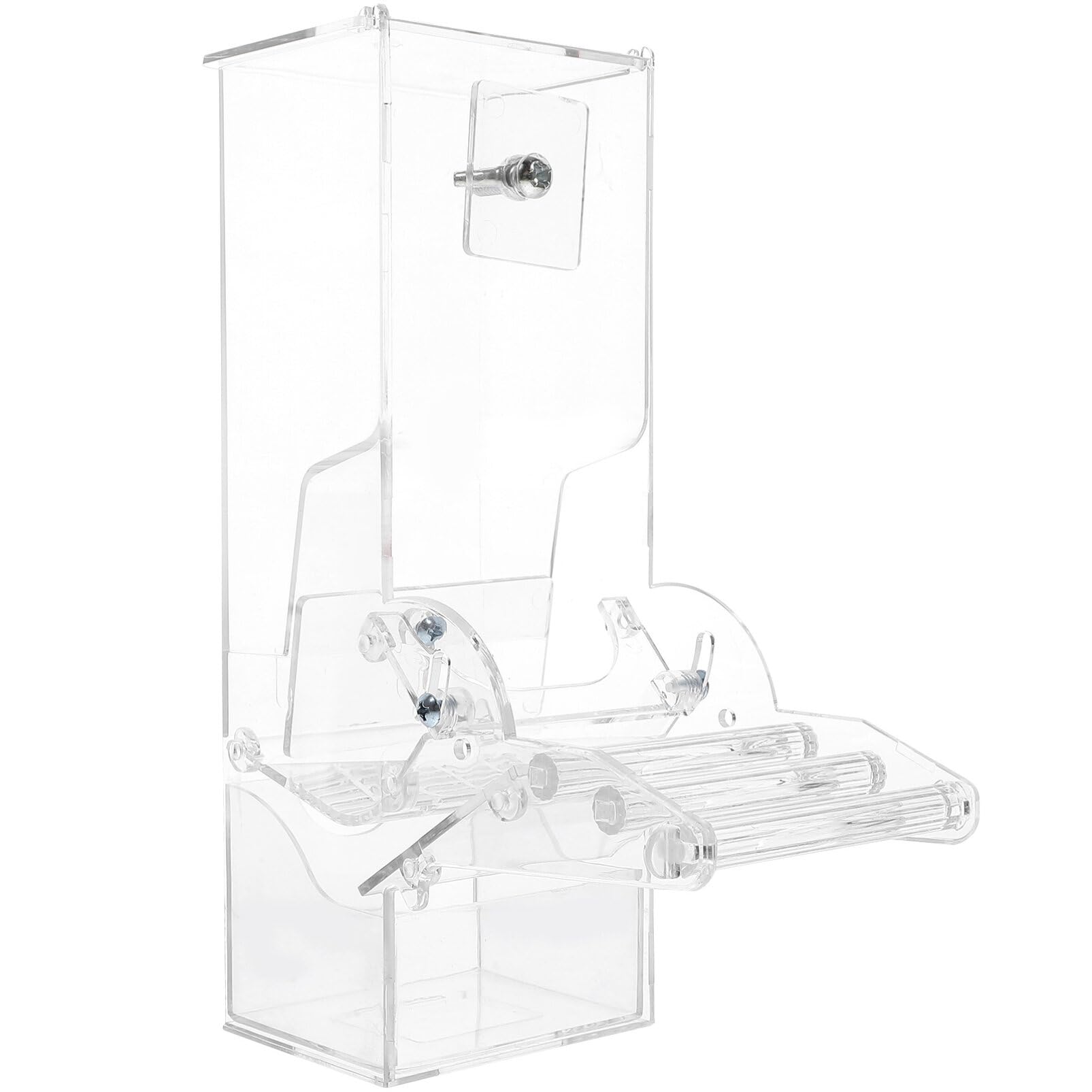 POPETPOP Alimentador Automático de Jaulas de Pájaros Alimentador de Loro Acrílico con Jaula de Perca Accesorios Dispensador de Alimentos para Jaulas Pequeñas